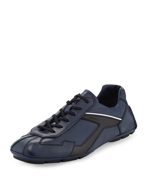 Prada Monte Carlo Leather Sneaker, Navy/Black 